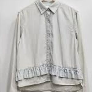 Club Monaco Women's Light Denim Ruffle Hem Jacket